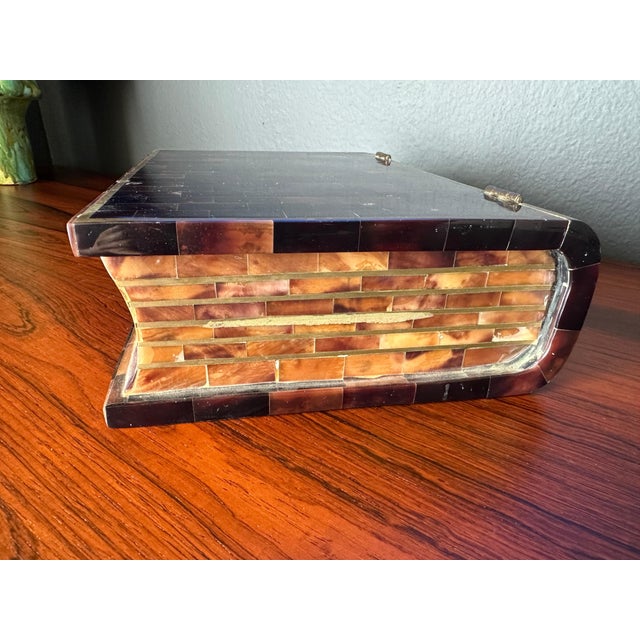 Hollywood Regency Tessellated Horn Jewelry Box For Sale - Image 3 of 12