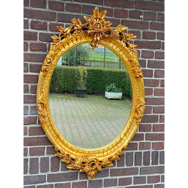 20thC Louis XVI Gilded Beech Oval Gold Leaf Wall Mirror For Sale - Image 18 of 18