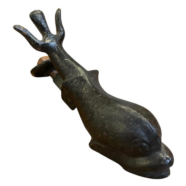 Vintage Cast Iron Fish & Dolphin Architectural Door Knocker For Sale - Image 4 of 12