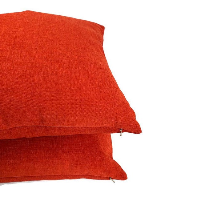 Arc Com Fabric Spirit in Watermelon Pillow Cover - 20" X 20" Solid Bright Red Chenille Cushion Case For Sale In Portland, OR - Image 6 of 7