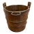 Vintage Primitive Wood Bucket W/ Blacksmith Forged Handle 14" Tall 13" Diam For Sale