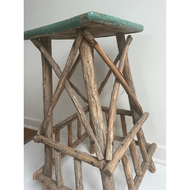 Rustic Vintage Adirondack Twig Side Table For Sale - Image 3 of 9