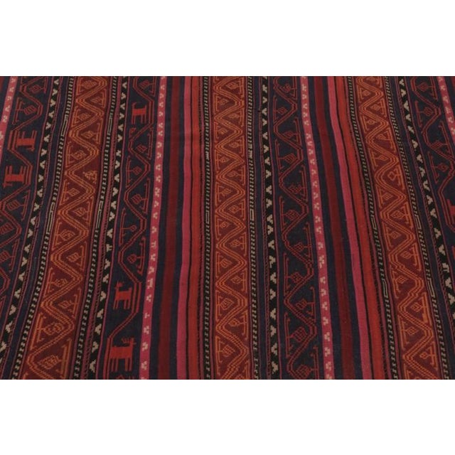 1950s Vintage Persian Kilim in Red and Blue With Geometric Stripes - Rug & Kilim For Sale - Image 5 of 10