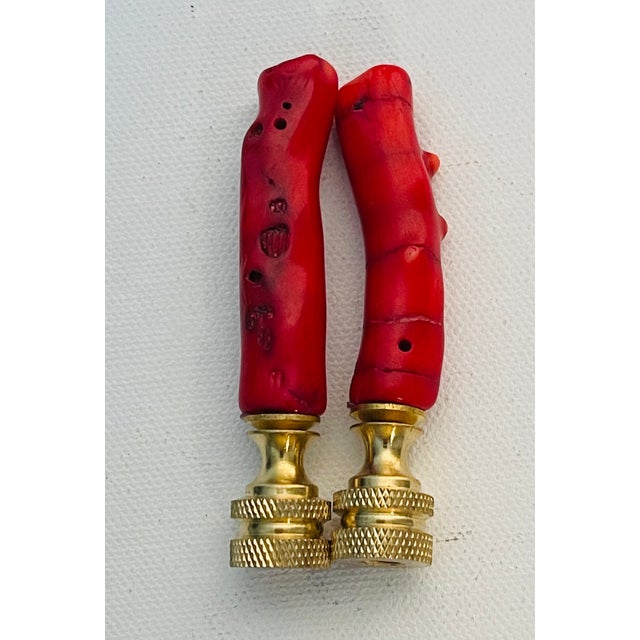 Nautical 1970s Fabulous Red Coral Lamp Finials Pair For Sale - Image 3 of 6