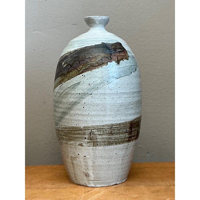 Mid-Century Modern Vintage Handcrafted Abstract Ceramic Vase For Sale - Image 3 of 16