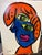 Abstract 1970s Peter Keil Abstract Cubist Blue Portrait Painting For Sale - Image 3 of 6