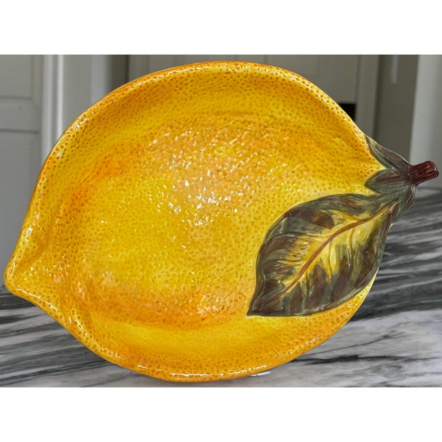 Vintage Lemon Motif Majolica Style Serving Plate For Sale - Image 11 of 11