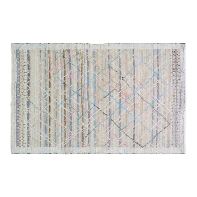 1950s Moroccan Modern Hand Knotted Wool Rug, 6'5''x9'9'' For Sale