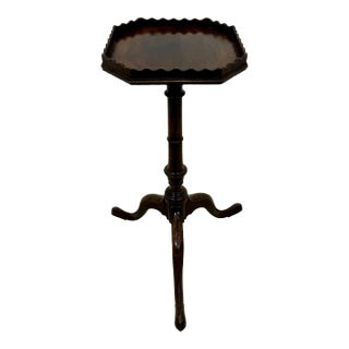 18th Century English Mahogany Wine Stand With Scalloped Pie Crust Edge For Sale