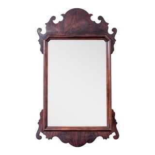 Vintage Henredon Chippendale Style Flame Mahogany Beveled Wall Mirror For Sale