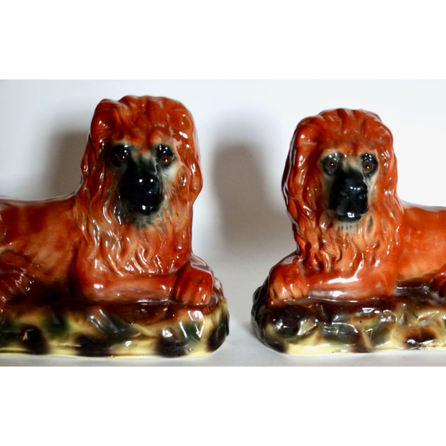 19th-Century English Staffordshire Lion Figurines, a Pair For Sale - Image 15 of 15