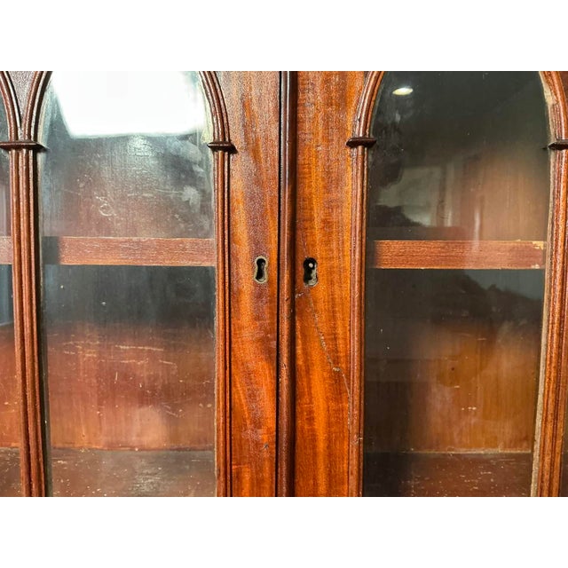 Antique American Federal Style Flame Mahogany Secretary-Bookcase Early 1800 For Sale - Image 12 of 17