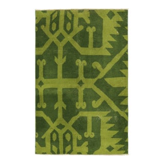 Vintage Zeki Müren Rug in Forest Green With Geometric Pattern - Rug & Kilim For Sale
