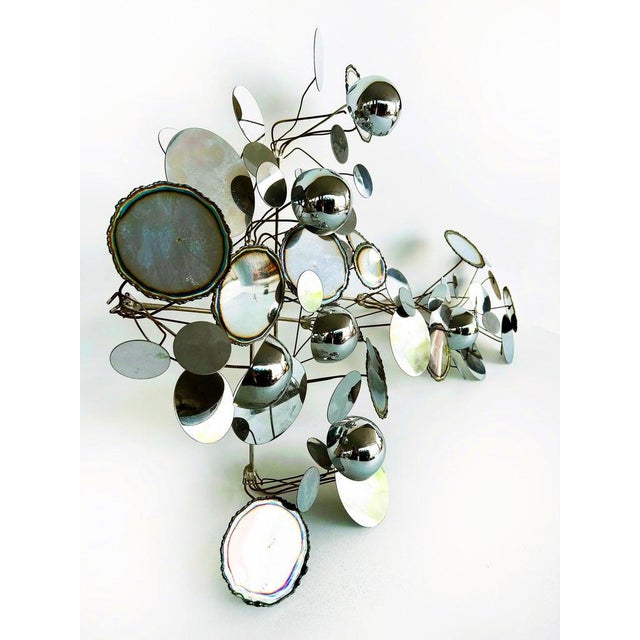Curtis Jere Curtis Jeré Raindrops Mixed Metal Wall Sculpture, Signed, 1970s For Sale - Image 4 of 8
