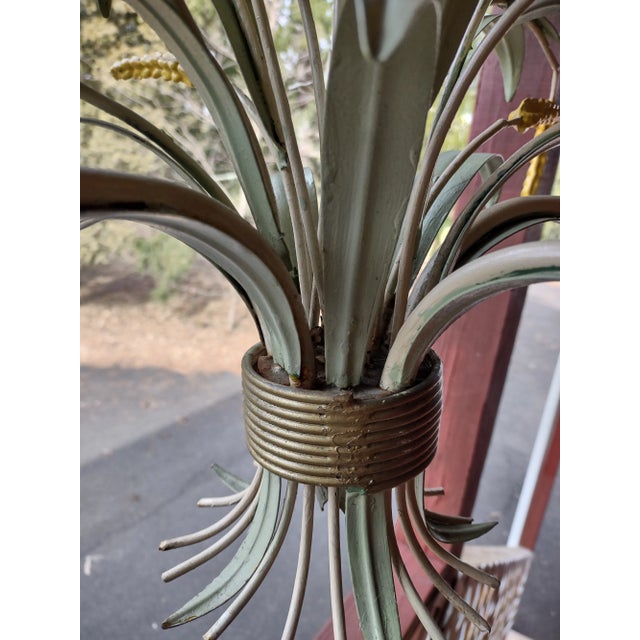 Italian 1960s Italian Tole Painted 5 Arm Chandelier With Wheat and Flowers For Sale - Image 3 of 5