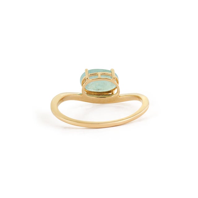1.13ct Oval Paraiba Tourmaline Wavy Solitaire Ring in 18k Yellow Gold Size 5 For Sale - Image 10 of 18