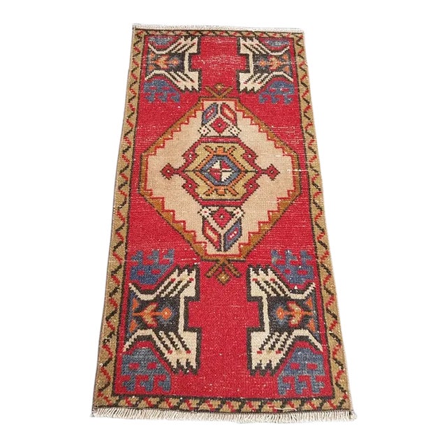 1950s Red Oushak Turkish Rug For Sale