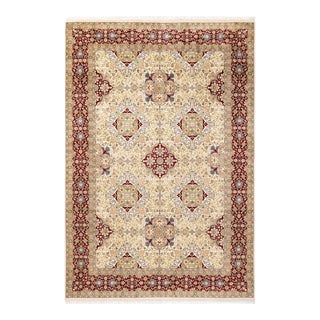 Vintage Moroccan Hand Knotted Wool Area Rug, Ivory - 6'2" X 8'10" For Sale