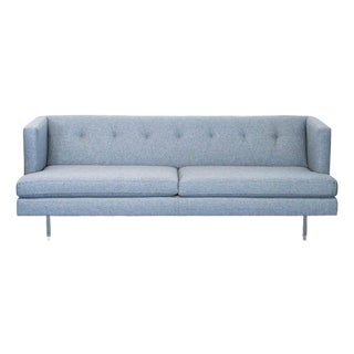 Cb2 Avec Modern Grey 3-Seat Sofa With Button Tufting For Sale