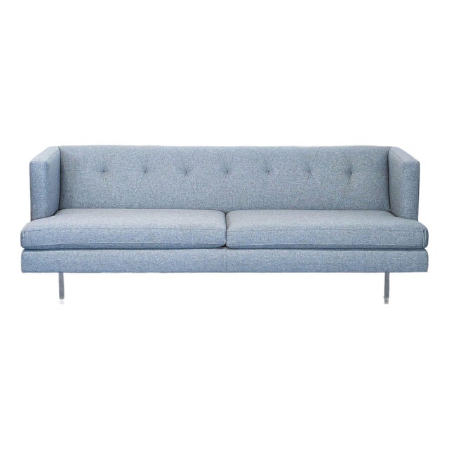 Cb2 Avec Modern Grey 3-Seat Sofa With Button Tufting For Sale