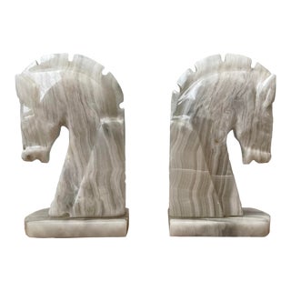 1970s Onyx Horse Head Bookends- a Pair For Sale