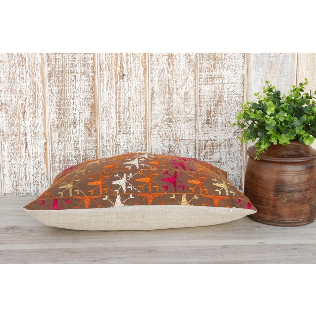 Textile Anshi Antique Indian Folk Lumbar Pillow For Sale - Image 7 of 10