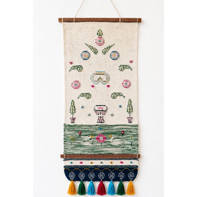 Boho Chic Large Mid-Century Scandinavian Studio Textile Wall Hanging Tufted Wool Tapestry, 1970s For Sale - Image 3 of 13