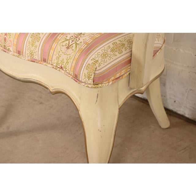 Cream Karges French Provincial Louis XV Cream Lacquered and Gold Gilt Dining Chairs, Set of Six For Sale - Image 8 of 12