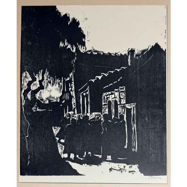 Jacob Pins, German Expressionist Woodcut Print Pencil Signed israeli Jerusalem Jacob Pins For Sale