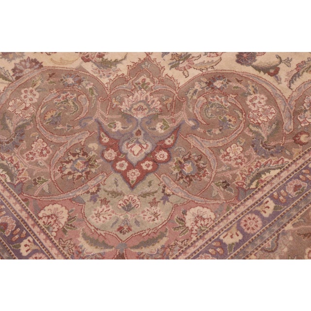 Shabby Chic Shabby Chic Medallion Kashan Pak-Persian Ivory/Brown Wool Rug - 10'1'' X 13'6'' For Sale - Image 3 of 8