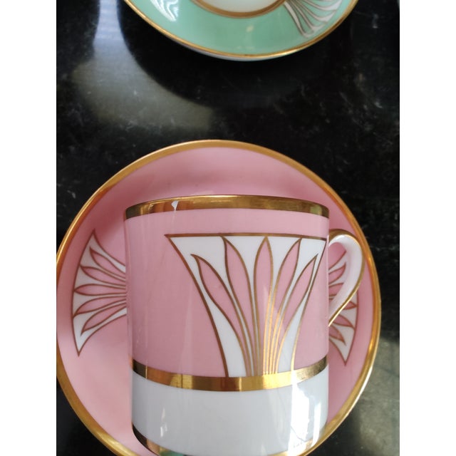 Antique 1941 Copeland Spode 10 Custom Pink & Green Demitasse Set For Sale - Image 11 of 12