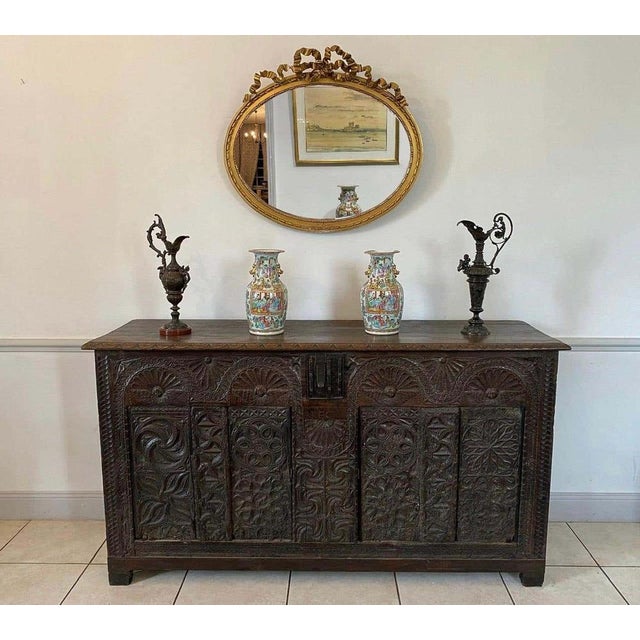 Large 17th Century Renaissance Carved Buffet, 1638 For Sale - Image 10 of 14