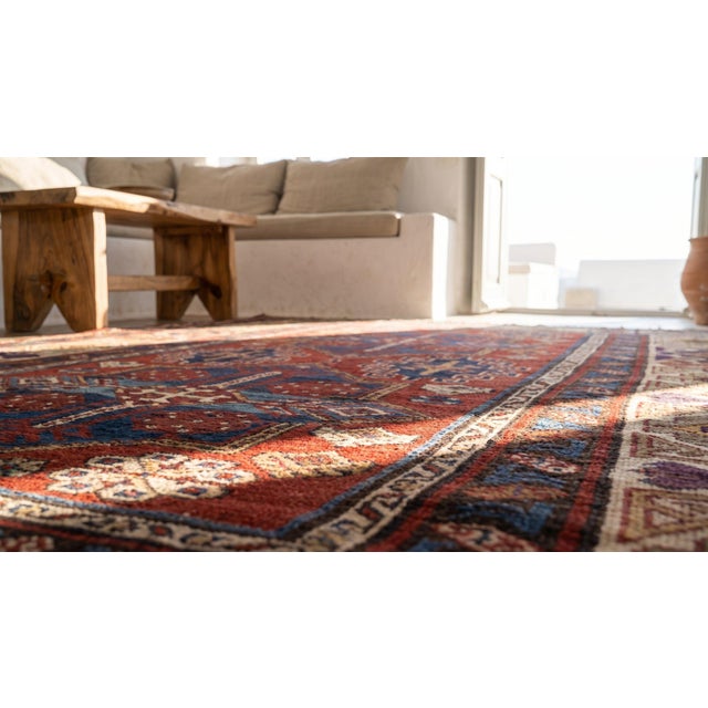 Late 19th Century 1890s Multicolor Geometric Tribal Antique Caucasian Kuba Russia Rug 4' X 9' Handknotted Wool Carpet For Sale - Image 5 of 7