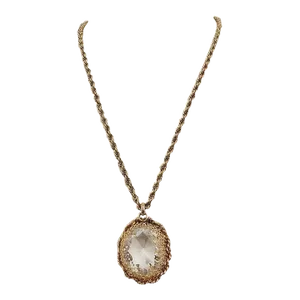 Vintage 1950s Signed Napier Clear Rhinestone Pendant Necklace