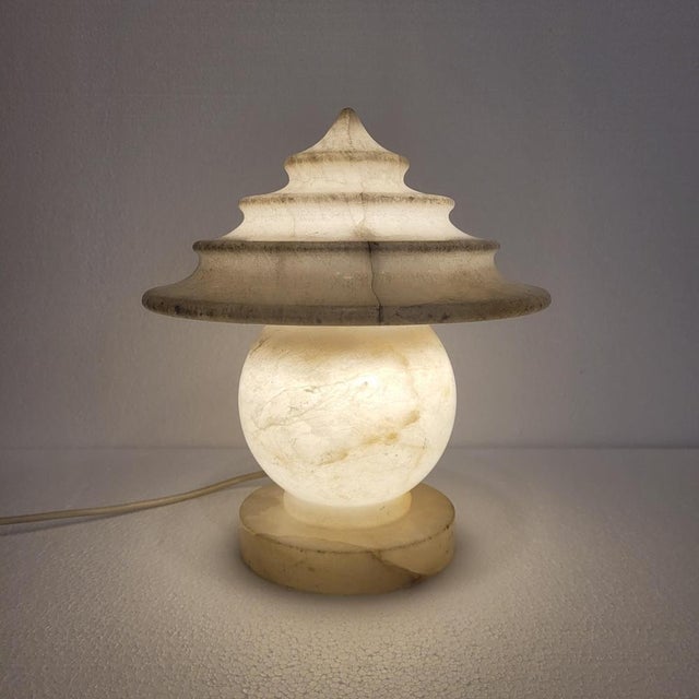 20th Century Art Nouveau Table Lamp in Alabaster, France, 1940s For Sale - Image 6 of 18