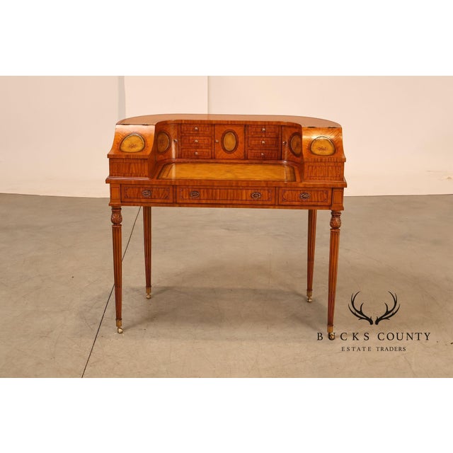 Maitland Smith Regency Style Satinwood Carlton House Writing Desk For Sale - Image 11 of 18