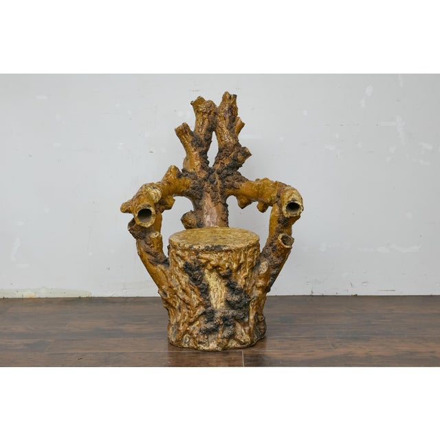 Early 20th Century English Terracotta Coral-Inspired Grotto Chair with Patina, Circa 1900 For Sale - Image 5 of 12