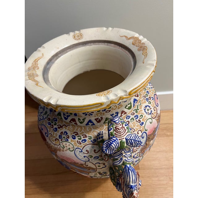 Ceramic Japanese Meiji Period Moriage Satsuma Floor Vase For Sale - Image 7 of 10