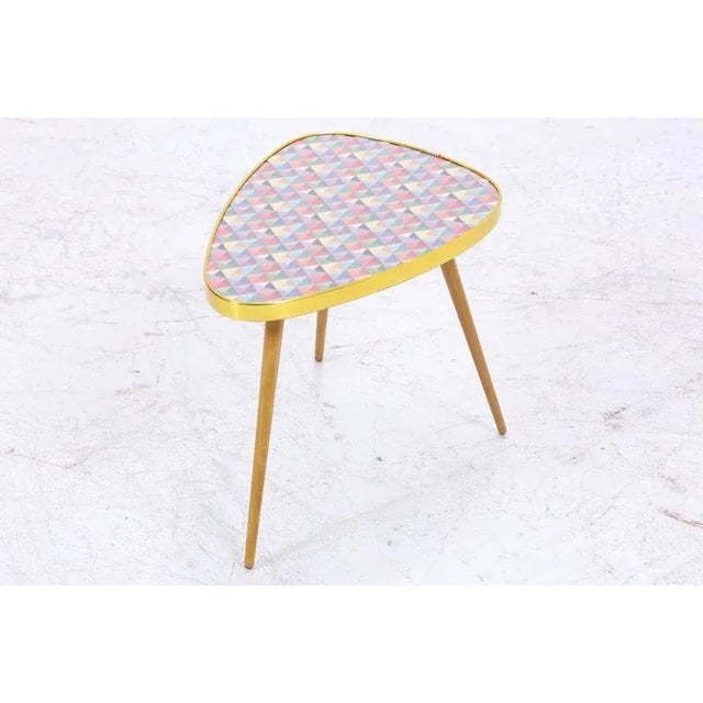 Vintage Flower Table with Colorful Checkered Pattern, 1960s For Sale - Image 4 of 9