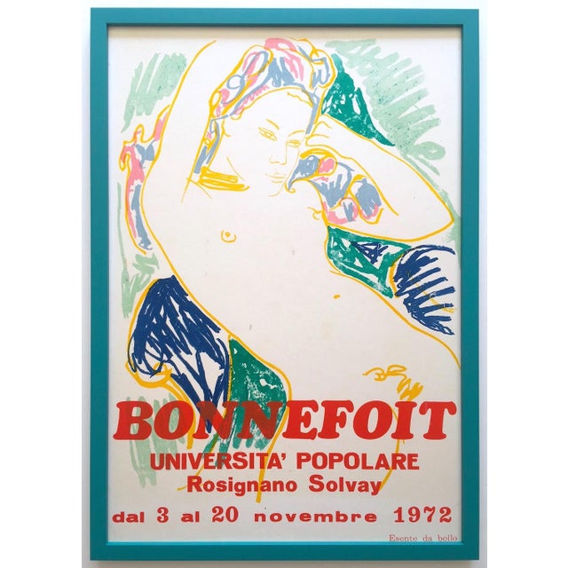 Alain Bonnefoit Vintage 1972 Silkscreen Print Framed