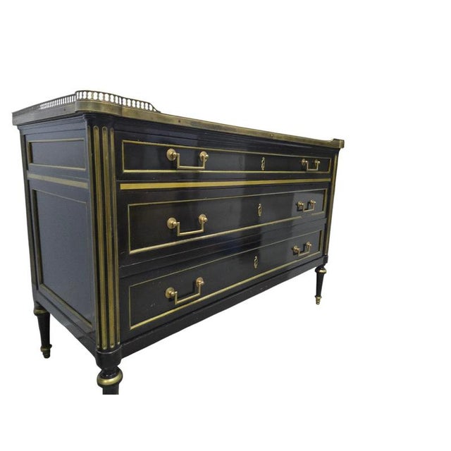 Ebonized Commodes with Marble Tops and Gilt Bronze Mounts, 1920s For Sale - Image 10 of 18