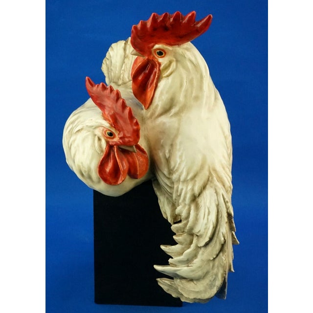Large 20th Century Sculpture of a Pair of Roosters in Stoneware Ceramic by Guido Cacciapuoti, Italy For Sale - Image 13 of 18