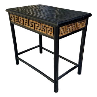 Chinoiserie Ebonized Bamboo Accent Table For Sale