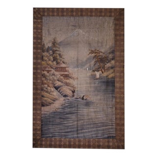 Japanese School, Lake under Mount Fuji, Embroidered Panel For Sale
