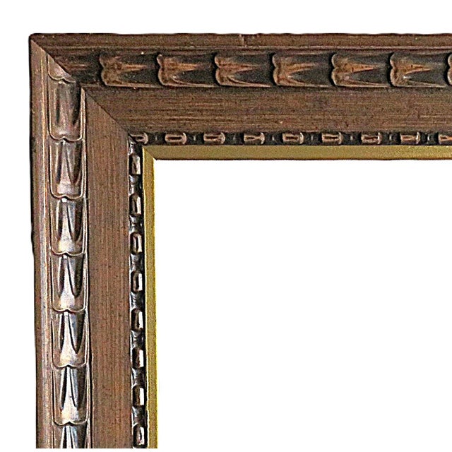 FREE SHIPPING ANYWHERE IN THE CONTINENTAL US! This is a vintage Mid Century Modern carved wood picture frame. Dark brown...