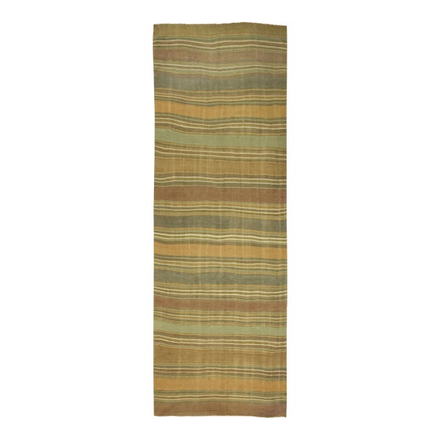 Vintage Circa 1940 Hand Woven Turkish Kilim, 4ft 7in X 15ft For Sale