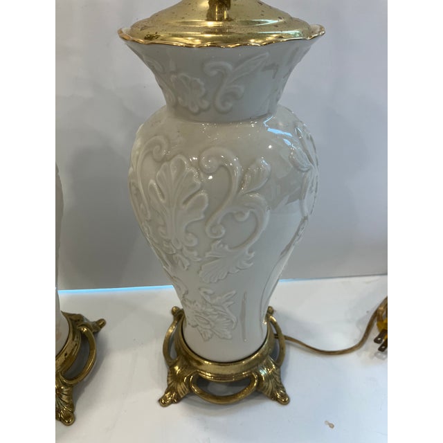Pair of Lenox Porcelain Lamps For Sale In Boston - Image 6 of 8