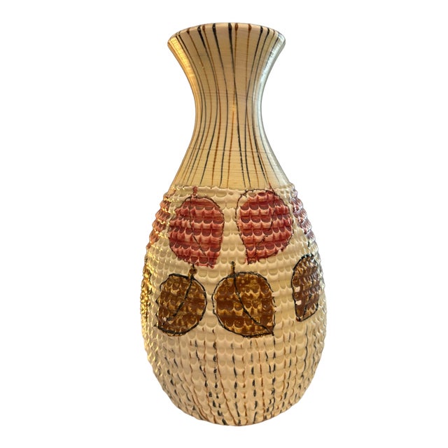 this mid-century modern Italian pottery vase was created in the 1960s by Fratelli Fanciullacci. The vase showcases the...