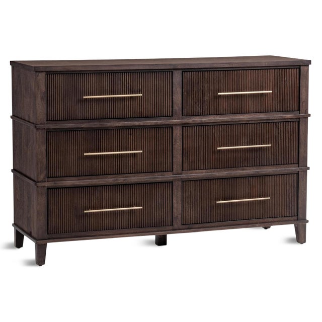 Art Deco Deco Modern Six-Drawer Walnut Finish Dresser For Sale - Image 3 of 7