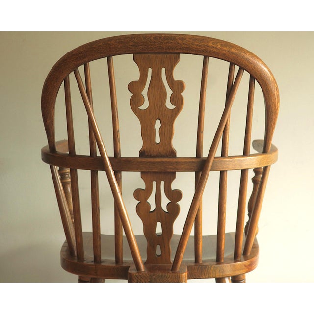 Mid-Century Modern Lyre Back Windsor Elbow Armchair in Oak, 1960s For Sale - Image 9 of 13